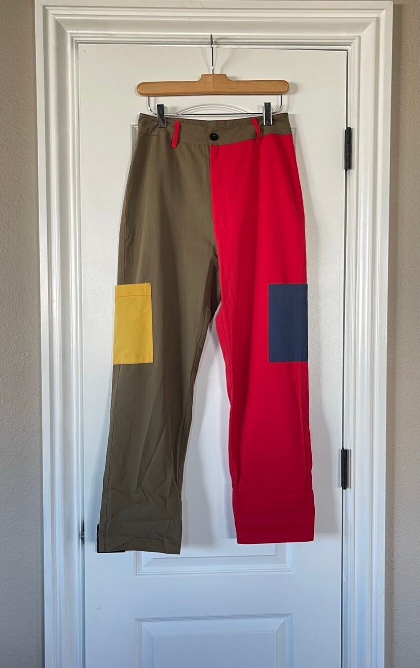 Vintage Style Colorful Cargo Pants Size X Small Color Block